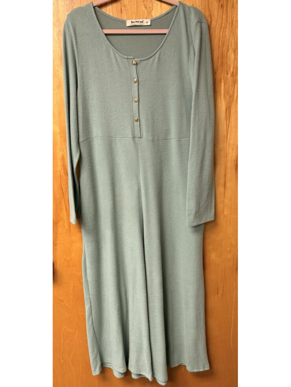 Three Bird Nest Women's Green Solid Scoop Neck Button Jumpsuit, Size XL PTP25